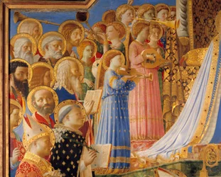 La coronación de la Virgen, detalle con santos y ángeles músicos. Pintura de Guido di Pietro (o Fra Giovanni da Fiesole), llamado Fra Angelico o il Beato (1387-1455)