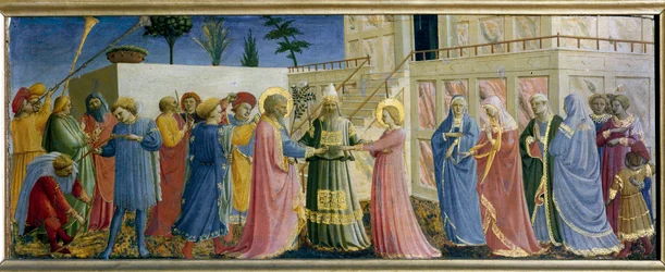 La boda de la Virgen Predelle. Pintura sobre madera de Guido di Pietro (o Fra Giovanni da Fiesole) conocido como Fra Angelico o il Beato (1400-1455)