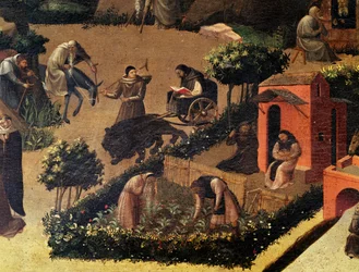 Monjes trabajando, (detalle) de La Thebaid