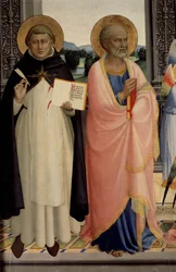 Políptico de San Domingo representando a una madonna y niño con santos