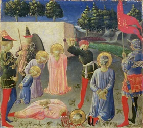 La decapitación de San Cosme y San Damián, de la predela del retablo de Annalena, c.1434