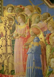 La Coronación de la Virgen, detalle con ángeles músicos, hacia 1430-32 (detalle de 60319)
