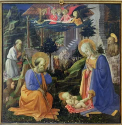 Adoración del Niño con los santos Hilario, Jerónimo, María Magdalena y ángeles