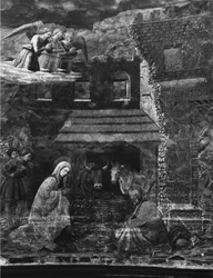 La Natividad, una de las escenas del ciclo de frescos de la Vida de la Virgen en el ábside de la Catedral
