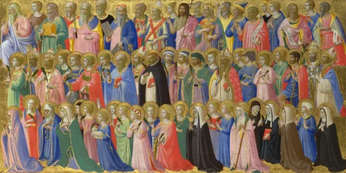 Los precursores de Cristo con santos y mártires, panel del retablo de San Domenico de Fiesole, c. 1423-1424