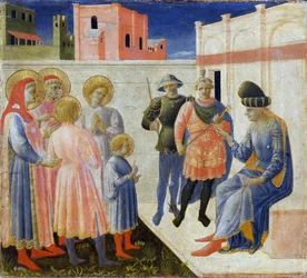 Los Santos Cosme y Damián con sus hermanos ante el procónsul Lisias..., c. 1440