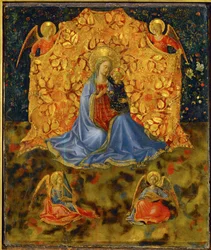 Madonna y ángeles (pintura sobre lienzo)