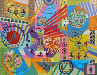 En mi jardín hay muchos colores, 2024 (técnica mixta sobre lienzo)