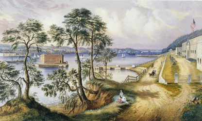 Staten Island y los estrechos desde Fort Hamilton, N.Y., c.1861
