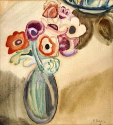 Jarra de flores (acuarela sobre papel)