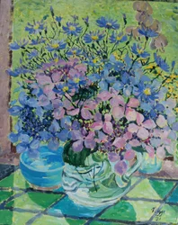 Hortensias y margaritas de San Miguel, 2021 (acrílico sobre lienzo)
