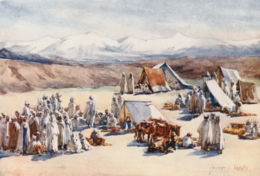 Día de mercado, Timgad (litografía en color)