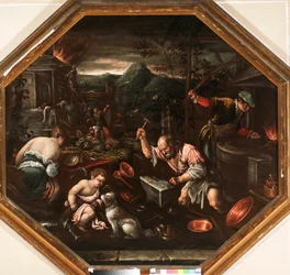 Alegoría del fuego. Pintura de Francesco da Ponte, conocido como Francesco Bassano