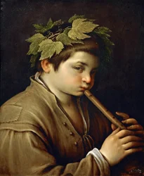 Niño tocando la flauta por Francesco Bassano el Joven, ca. 1580-1585