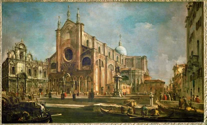 Campo de la iglesia Giovanni e Paolo con la Escuela de San Marcos y el monumento de Colleoni, Venecia ...