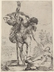 San Cristóbal dando la mano al Niño Jesús