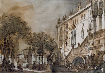 Diseño de escenario de Francesco Bagnara para Otello, ópera de Rossini, para la representación en el Teatro La Fenice en Venecia