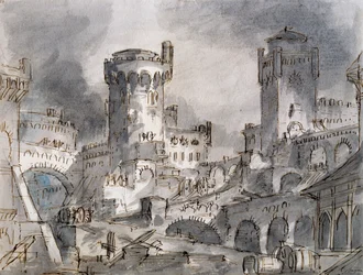 Diseño de escenografía de Francesco Bagnara para la primera escena de L
