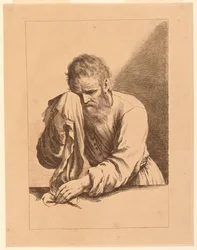 Viejo llorando, después de un dibujo de Guercino