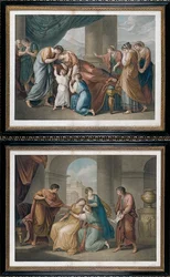 La muerte de Alcestis, después de Angelika Kauffman