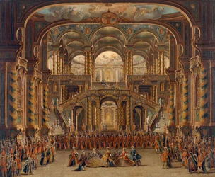 Escena de la ópera italiana "Nitteti" (óleo sobre lienzo)