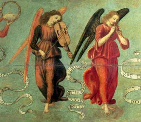 Ángeles tocando el violín y la flauta (detalle)