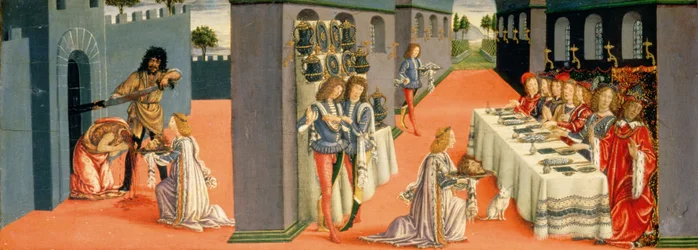 Escenas del Martirio de San Juan Bautista, panel predela del Tabernáculo de los Sacramentos, c.1484-6 (detalle)
