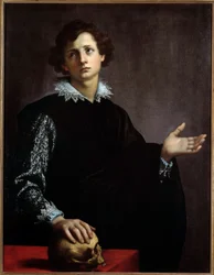 Retrato de un joven. Pintura (Vanita) de Francesco Currado (1570-1661)