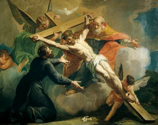 Crucifixión con Dios Padre y San Ignacio de Loyola, por Francesco Fontebasso (1709-1769)