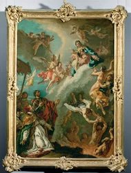 El Papa Gregorio I y San Vitalis interceden ante la Virgen por las almas del purgatorio (pintura sobre lienzo)