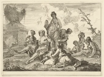 Venus y Vulcano con tres ninfas y tres cupidos