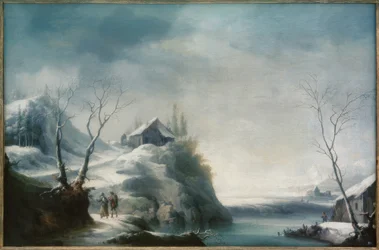 Paisaje invernal con viajeros