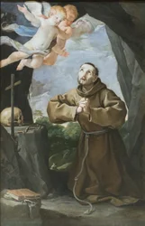 San Francisco adorando la cruz, c.1630-40 (óleo sobre lienzo)
