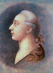 Retrato de Giacomo Casanova (1725-1798) - por Francesco Giuseppe Casanova (1727-1802), c. 1750 - Sanguina, tiza negra y blanca sobre papel - Museo Estatal de Historia, Moscú