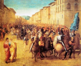 Tropas francesas al mando de Carlos VIII entrando en Florencia el 17 de noviembre de 1494 por Francesco Granacci
