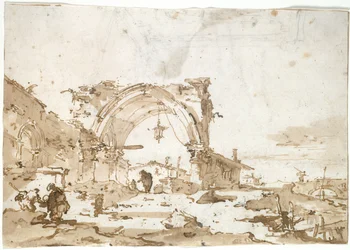 Un capricho con un arco gótico en ruinas