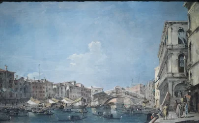 Canal grande en el puente de Rialto, c.1780-90 (óleo sobre lienzo)