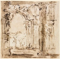 Par de dibujos: Boceto del laberinto de la Villa Pisani y Piazza San Marco..., 1773-1778