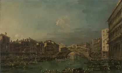 Regata en el Gran Canal, cerca del puente de Rialto, Venecia