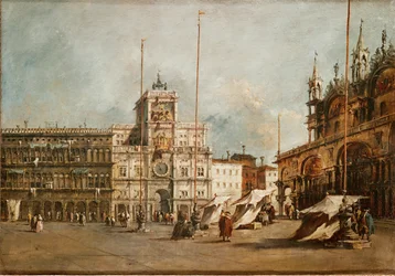 San Marcos, Venecia, con la torre del reloj (óleo sobre lienzo)