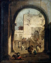Vista de una plaza y un palacio, entre 1775 y 1780