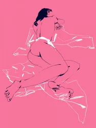 Una niña durmiendo, vista de espaldas, rosa