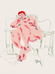 Desnudo de una pelirroja contemplativa