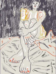 Mujer sentada en actitud contemplativa