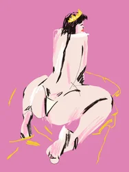 Desnudo femenino, vista de espaldas, rosa