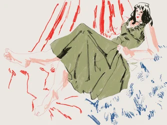 Boceto de moda: vestido verde