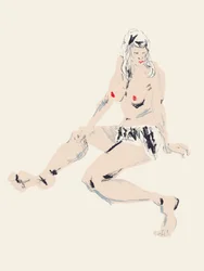 Boceto de una mujer con labios rojos