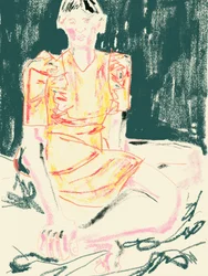 Mujer con vestido amarillo