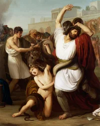 Italia, Milán, Pintura del sacerdote troyano Laocoonte, detalle