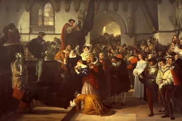 María Reina de Escocia siendo llevada al cadalso